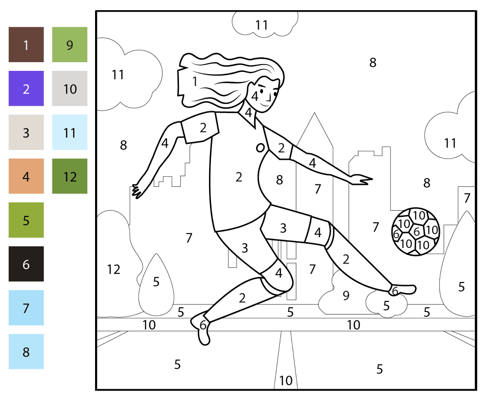 Soccer Color By Number Coloring Page Md Coloring Page — Free Printable — free printable coloring page